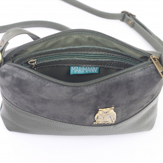 Сумка с совой серо-зеленая